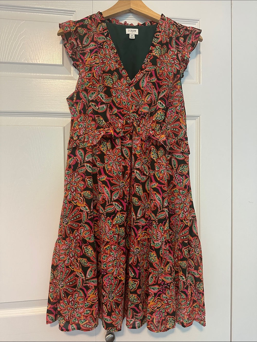 J. Crew Paisley V-Neck Ruffle Midi Dress